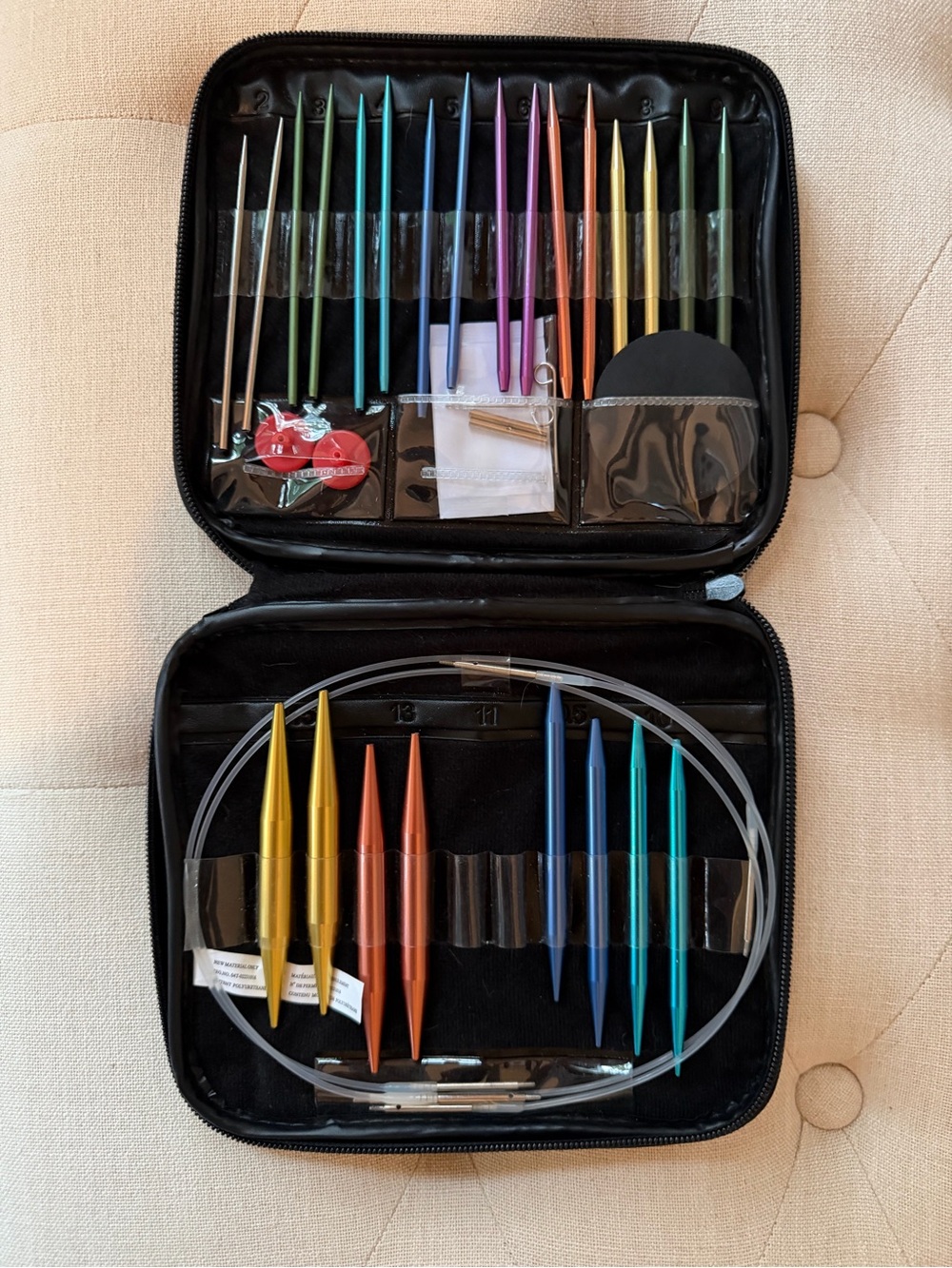 Multicolor Aluminum Interchangeable Circular Knitting Needle Set